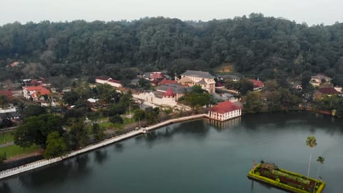 Aerial view of temple of the tooth Sri Lanka drone footage - Kandy Srilanka