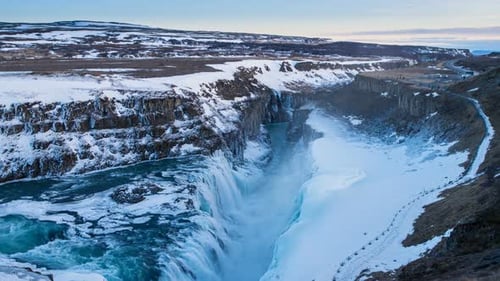 Icelandic Waterfall in Winter
