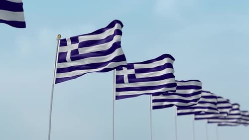 Greece Row Of Flags