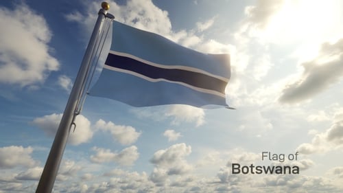 Botswana Flag Waving Against Cloudy Sky 3D Animation