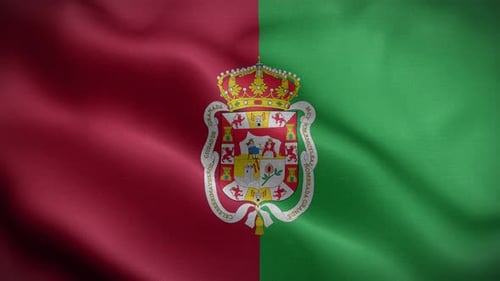 Waving Flag of Granada, Spain with Coat of Arms Animation