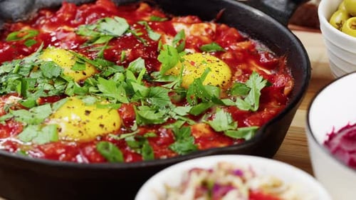 Delicious Shakshuka with Eggs and Tomato Sauce