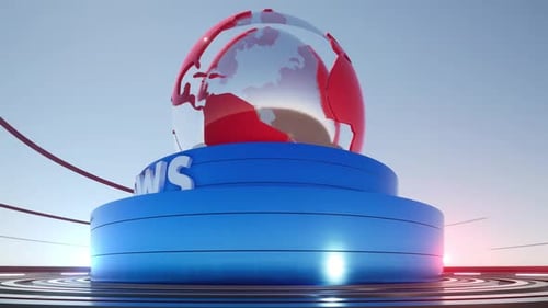 Modern News Channel Opener with Rotating Globe and Text Reveal