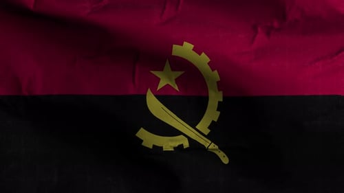Dynamic Waving Flag of Angola with Realistic Fabric Texture