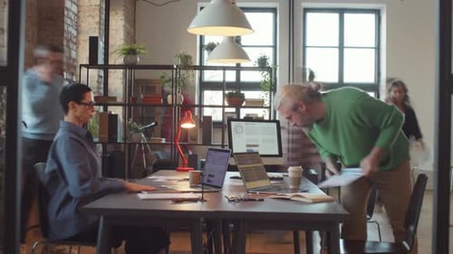 Time Lapse of Business People Working in Open Space Office