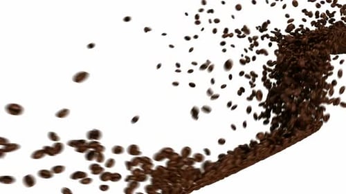 Animated Coffee Beans Falling on White Background