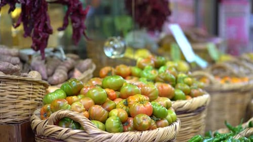 Organic Tomatoes In Traditional Market
