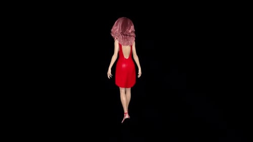 Girl Walking Loop On Alpha Channel