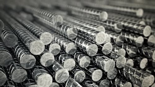 Background CG animation of steel reinforcing rods. Building working construction
