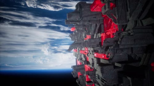 Spaceship with View on Space and Planet Earth