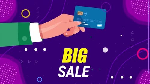 Animated Hand Presents Credit Card for Big Sale Promotion