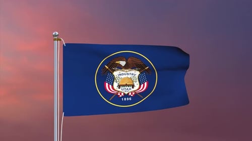 Realistic Waving Utah State Flag Animation