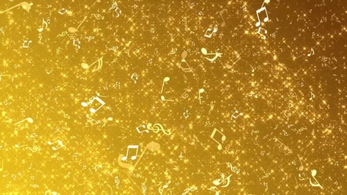 Golden Glitter and Music Notes Animated Background Loop