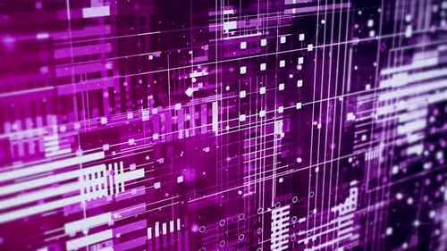 Digital Data Flow on a Futuristic Geometric Grid Background