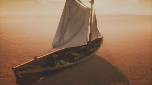 Bateau de pêche ou de pêcheur abandonné dans le désert