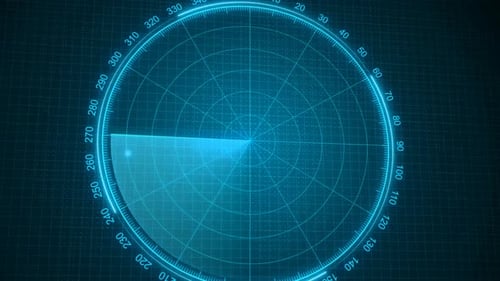 Futuristic Digital Radar Screen Scanning Animation Loop