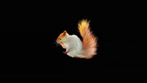 Cute Animated Glowing Squirrel with Fiery Tail