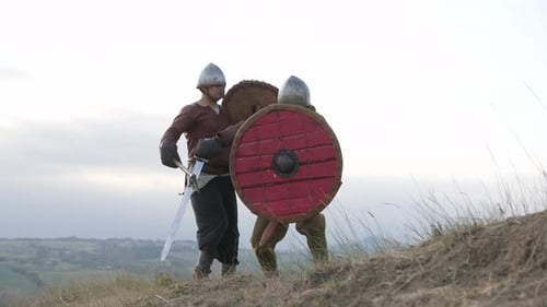 Medieval Battle Reenactment on Grassy Hill