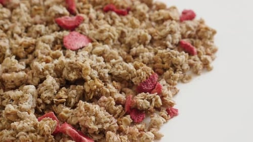Granola with Strawberries Close Up