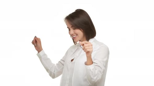 Woman Dancing on White Background