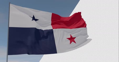 Realistic Panama Flag Waving Animation with Alpha Channel
