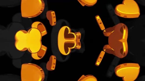 Golden Hearts Rotating Kaleidoscope Pattern Loop