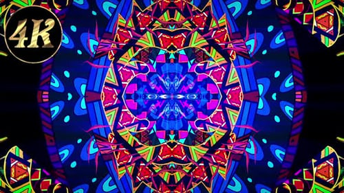 Vibrant Abstract Neon Geometric Kaleidoscope Background