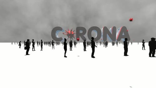 Corona Virus Spreading Among Silhouettes in Medical Animation