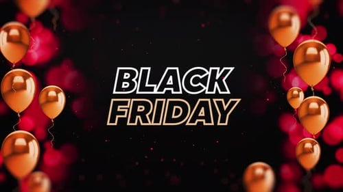Modern Black Friday Promo with Golden Balloons