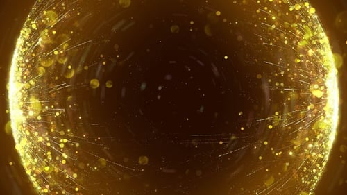 Elegant Golden Glowing Particles Sphere Loop Background