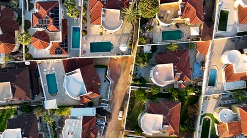 Ferienhauskomplexe, Luftbild, 4 K, Türkei, Alanya