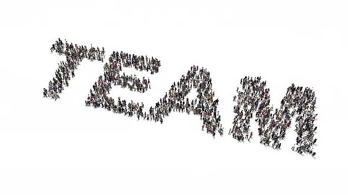 Animated Crowd of People Forms the Word 'TEAM'