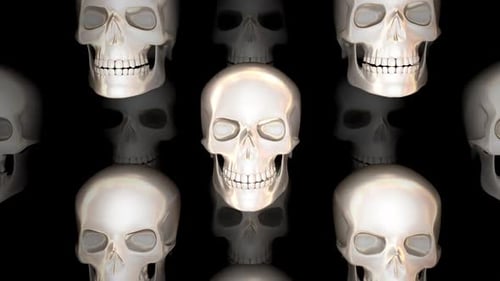 Seamless Looping Background with Abstract 3D Human Skulls
