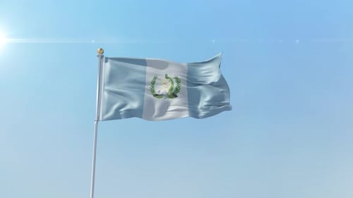 Guatemala National Flag Waving Realistic 3D Animation