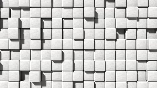 Seamless loop white masonry cement block and stone background moving up and down volumetric sliding