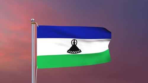Animated Waving Lesotho Flag with Gradient Background
