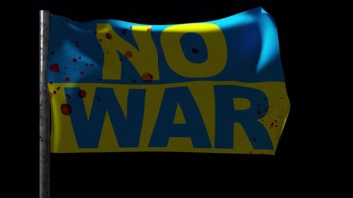 No War words on the flag of Ukraine