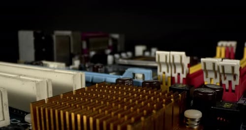 Close Up of a Computer Motherboard Circuitry