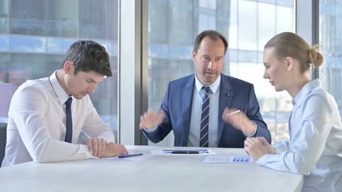Business Colleagues Meeting in Bright Modern Office