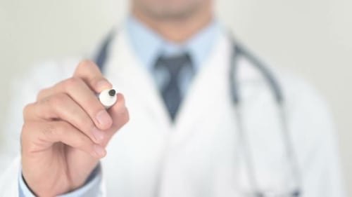 Doctor Writes Cough on Clear Surface Close Up