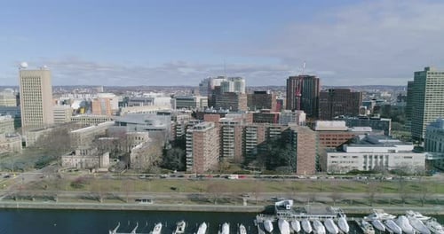 Aerial Panning Shot of Boston Massachusetts