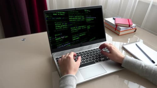 Source code on the monitor screen