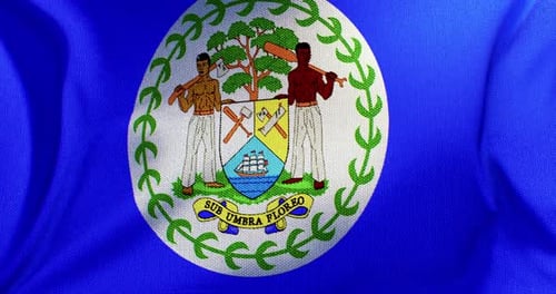Belize Flag Waving with Realistic Fabric Texture Animation