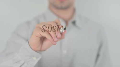 Hand Writing Sustainable Growth Rate Close Up