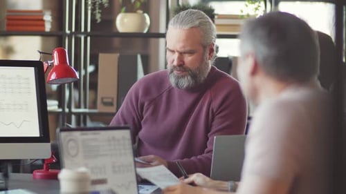 Mature Businessman Having Office Meeting with Team