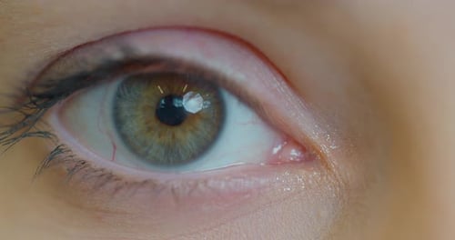 Close Up Macro Eye Opening Human Iris Natural Beauty.