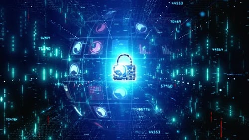 Global Digital Data Security with Animated Padlock