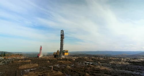 Mineração de carvão em pedreira Timelapse Prepare para explosões