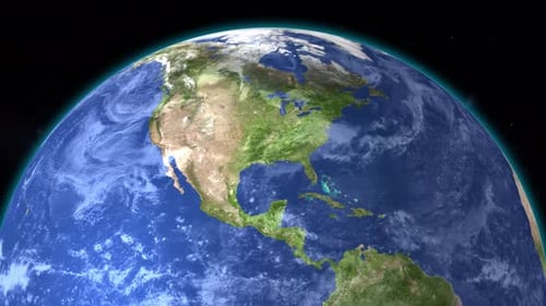 Rotating Planet Earth with Dynamic Clouds in Space