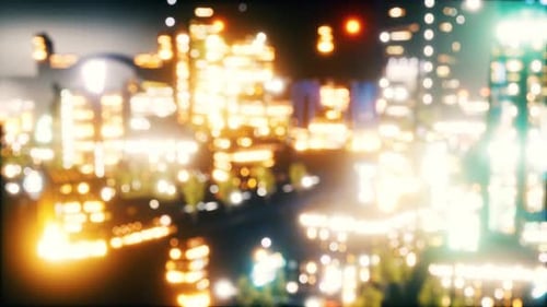 Defocused Bokeh of Cityscape at Twilight Time